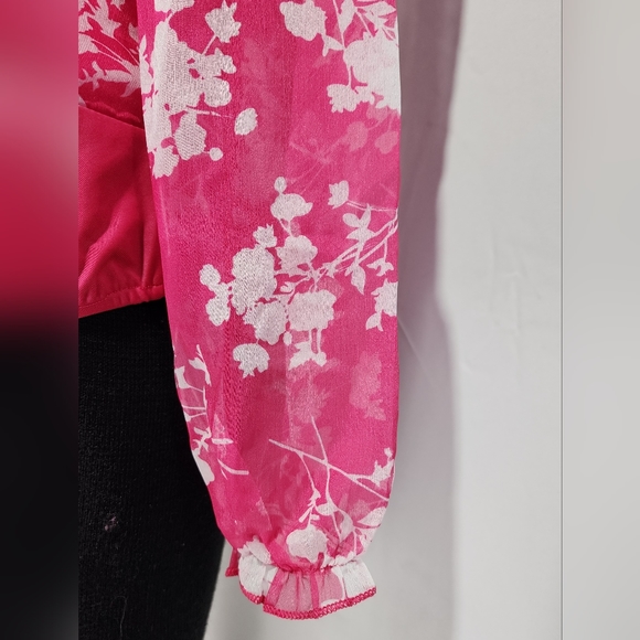 ♥️ NWT YILIBASHA BODY SUIT LONG PUFFY SLEEVE FLORAL BLOUSE - SIZE LARGE ♥️ - Picture 6 of 14